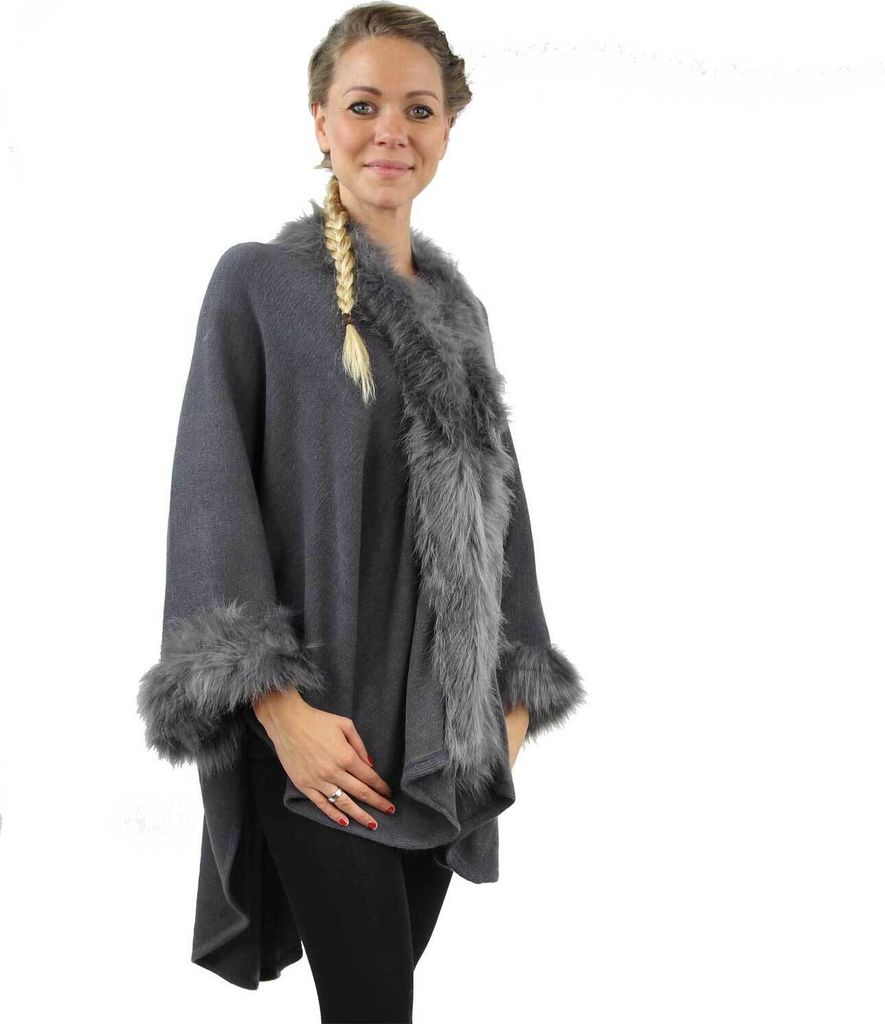 Antonio Kuscheliger Damenponcho  grau Produktbild 
