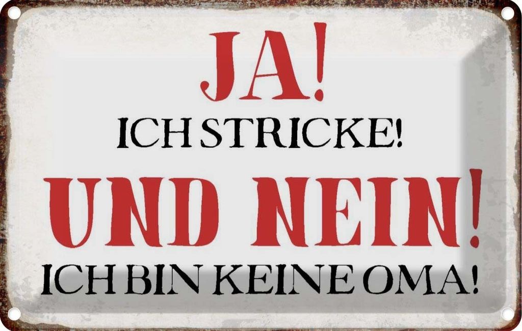 vianmo Blechschild 20x30 cm ja ich stricke nein keine Oma Opa Spruch Zitat
