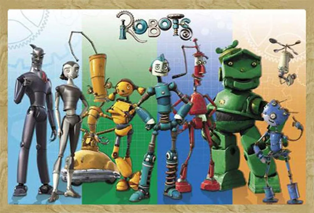 Poster Robots Cast avec Cadre en MDF Hêtre Shinsuke 61x91,5 cm