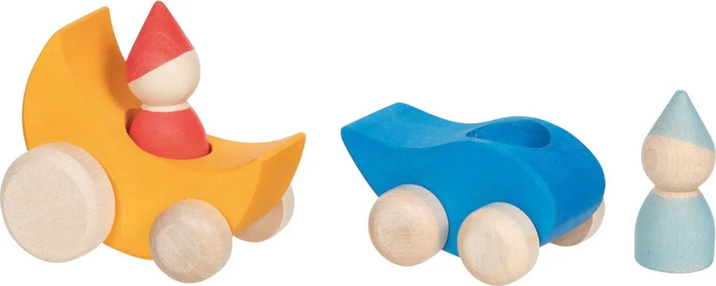 Jouets d'éveil premier âge véhicules de préhension en bois et pastel
