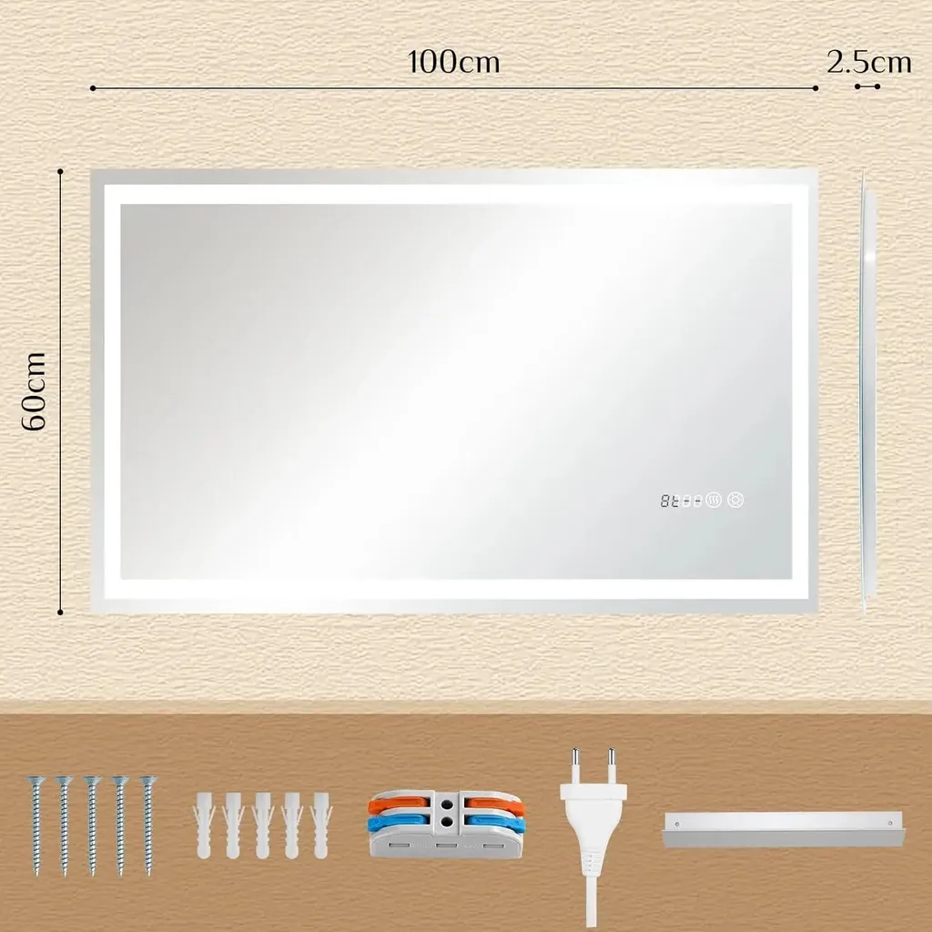 Miroir LED anti-buée 100 x 60 cm pour ne plus attendre après la douche