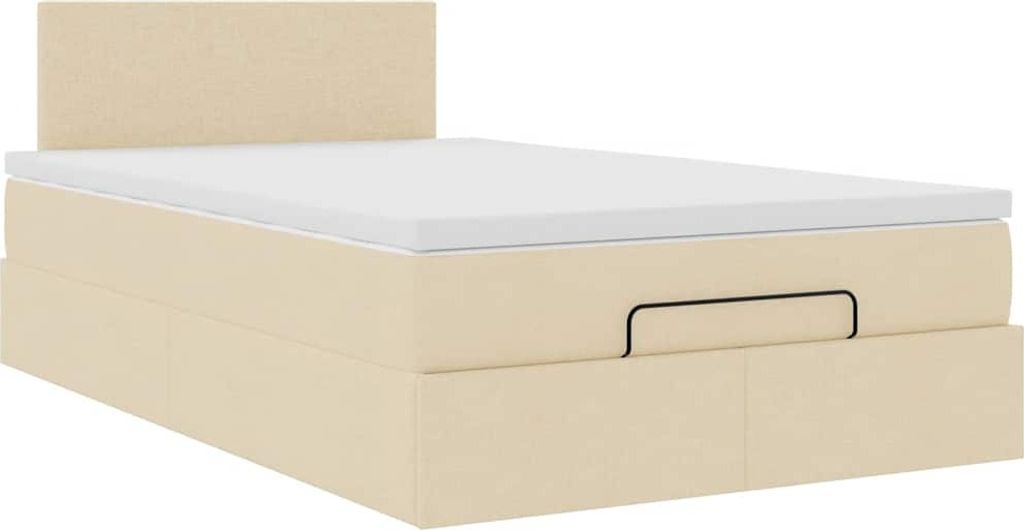 Ottoman-Bett mit Matratze Creme 120x200 cm Stoff