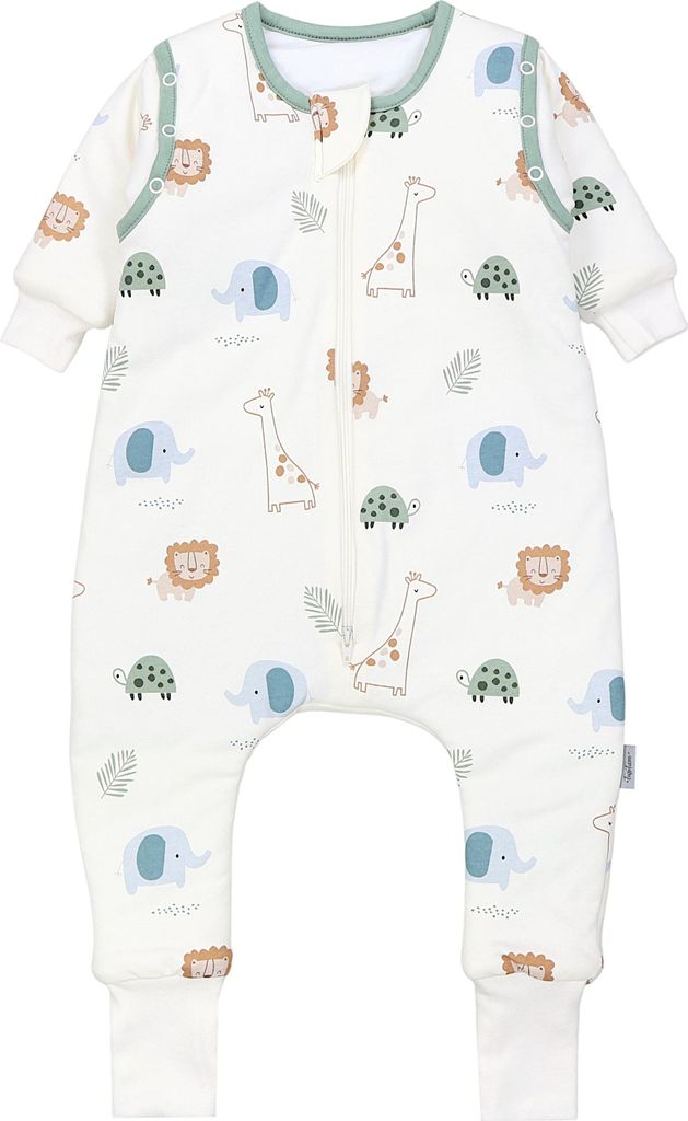 TupTam Baby Schlafsack mit Beinen und Ärmeln e Materialien, Winterschlafsack 2,5 TOG Unisex, Farbe: Dschungel, Größe: 68-74