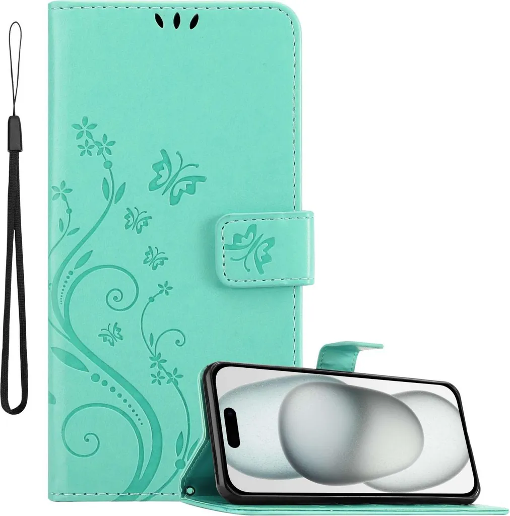 Regala una Cover Floreale iPhone 15 PLUS: Eleganza Cadorabo Turchese