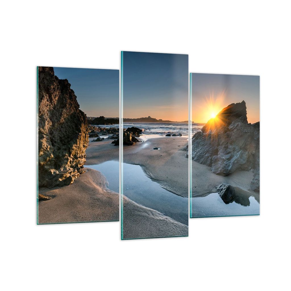 Bilder auf glas - Landschaft britisch Ufer Küste - 130x100cm - Glasbilder - Wandbilder - Kunstdruck - zum Aufhängen bereit - Wanddekoration aus G...