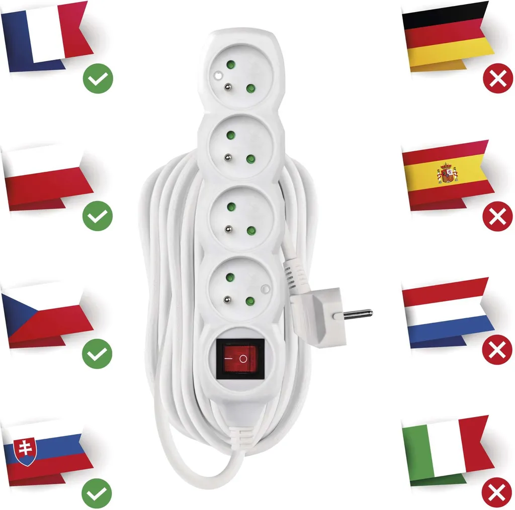 Multipresa EMOS 7m Bianca: Ordine e Sicurezza in Casa | 4 Prese e Switch - 3