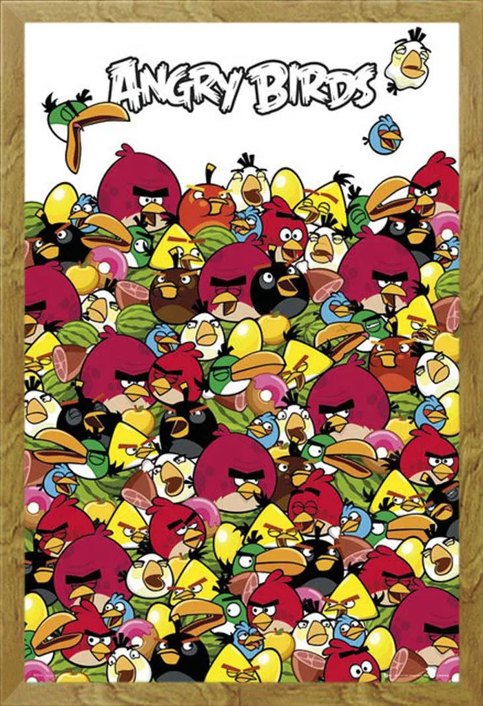 Maxi Poster Angry Birds con Cornice Shinsuke MDF Oak | Arredo Gaming