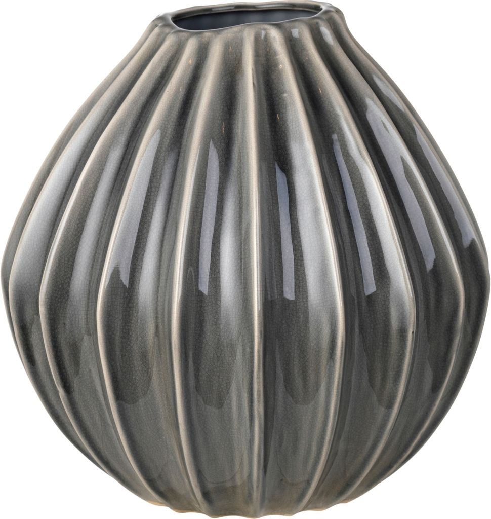 Broste Copenhagen WIDE Vase L Keramik Smoked Pearl 30 cm