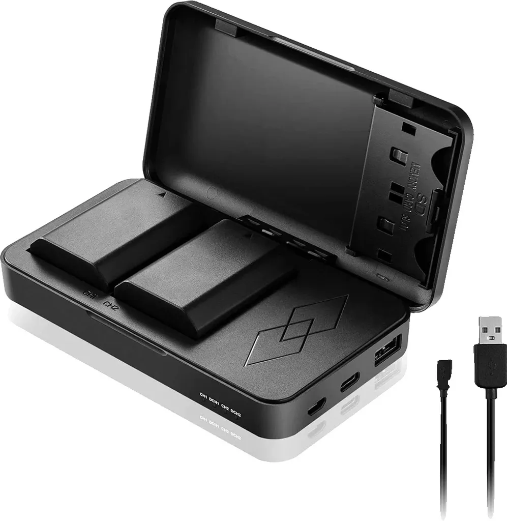 Lot de 2 Batteries NP-FZ100 avec Chargeur Double pour Boîtier Hybride