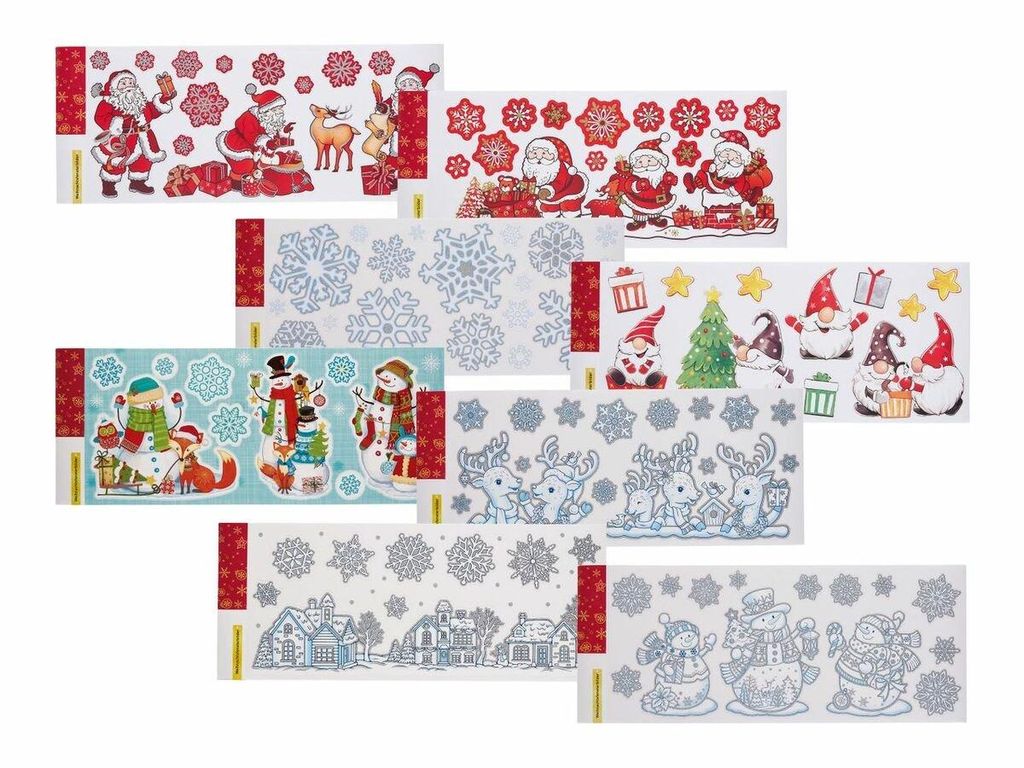 8x Bogen Fensterbilder Weihnachten Schneeflocken Sterne Produktbild 