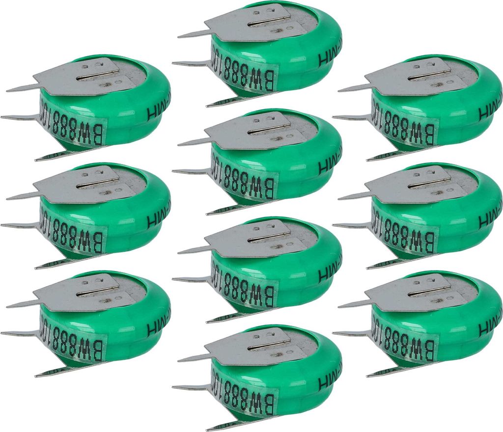 vhbw 10x NiMH Ersatz Knopfzellen-Akku (80 mAh, 1,2 V, NiMH)