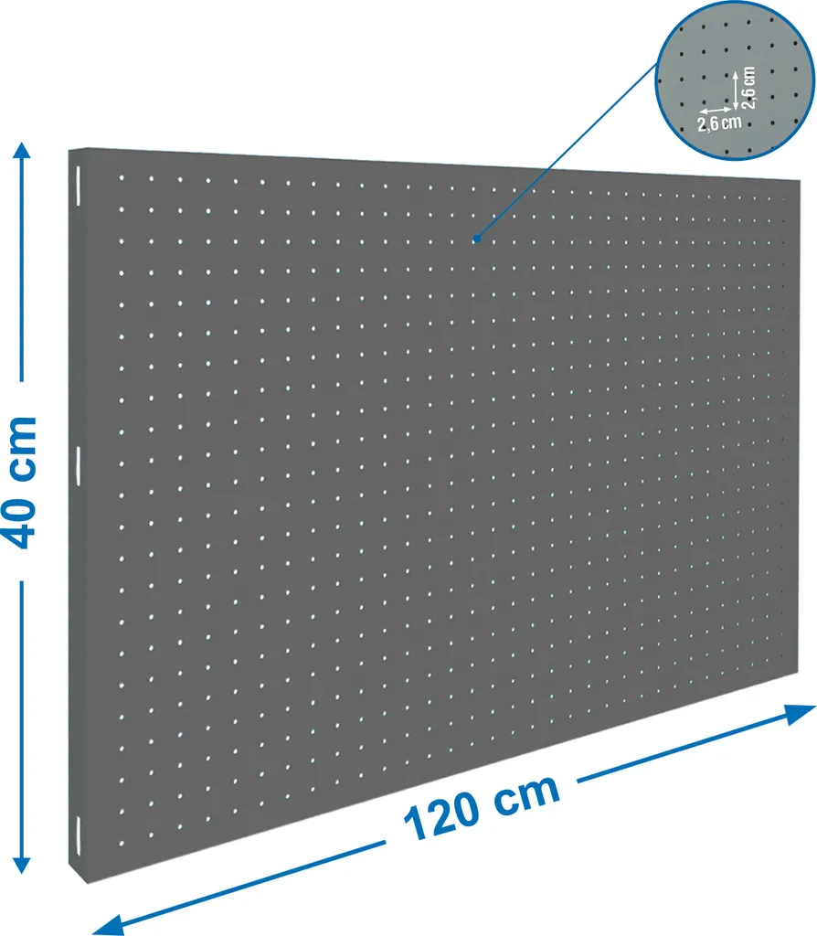 Panneau Perforé 1200x400 mm en Métal Gris Haute Résistance Pinel