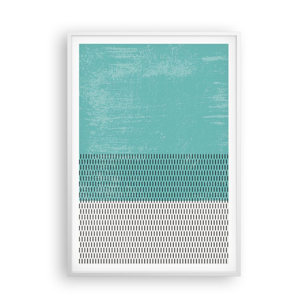 Gerahmtes Poster - Weißer Rahmen - Abstraktion Modern Striche - 70x100 cm - Wand Bild - Wanddeko - Wandbilder - Kunstposter - Wandposter - Bilderr...