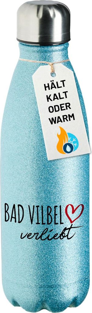 Huuraa Trinkflasche Bad Vilbel verliebt 500ml Blue Edelstahl Wasserflasche Trinkflasche Geschenkidee