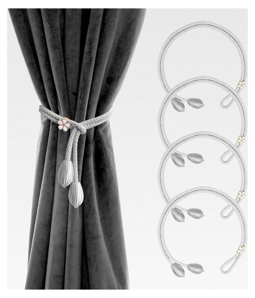 4er-Set Gardinenhalter, graue Gardinenhalter | Boho-Stil Gardinenhalter | Handgefertigte Gardinenhalter | Für Zuhause, Büro, Schlafzimmer, Wohnzi...