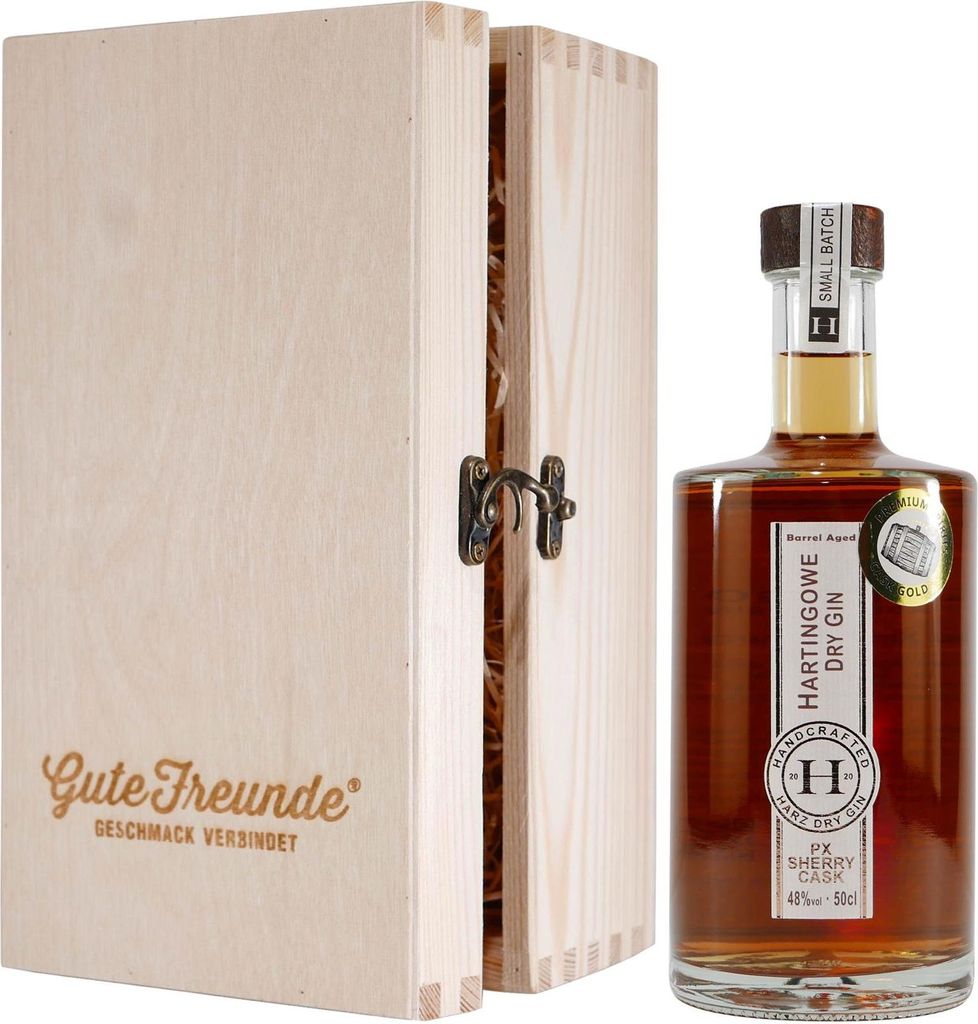 Hartingowe Dry Gin PX Sherry Cask mit Geschenk-Holzkiste