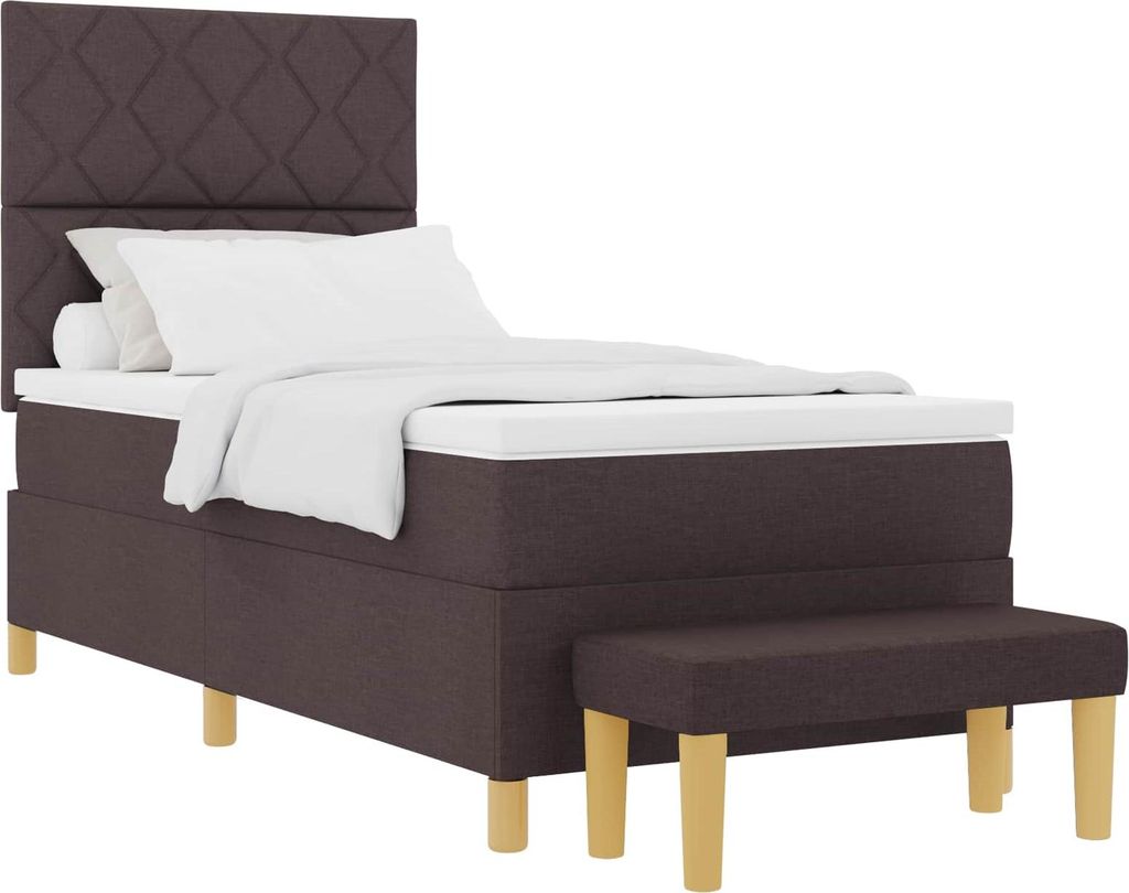 Boxspringbett mit Matratze Dunkelbraun 100 x 200 cm Stoff