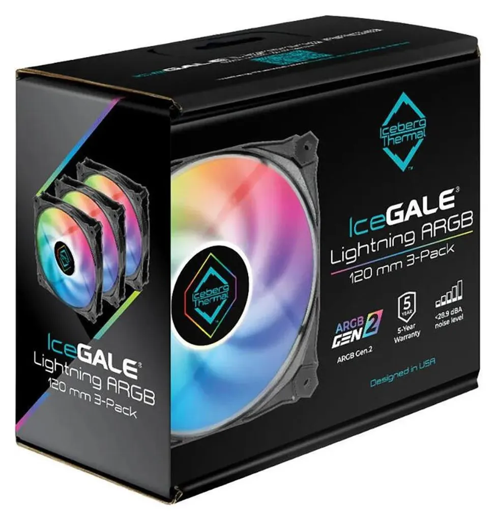 Ventilateur PC gaming pour refroidissement boîtier IceGALE ARGB 120mm Pack3