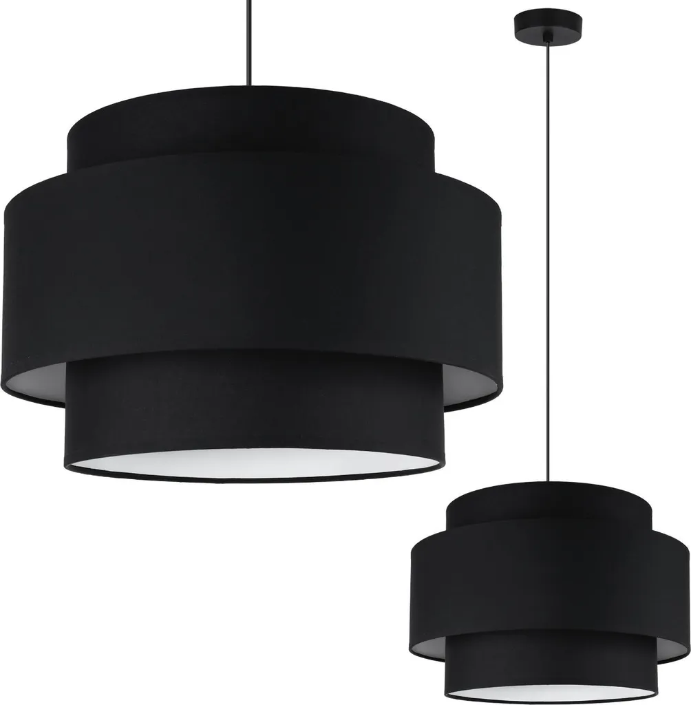 Suspension Plate Vienna 40cm Noire E27 avec Liseré Blanc de Finition
