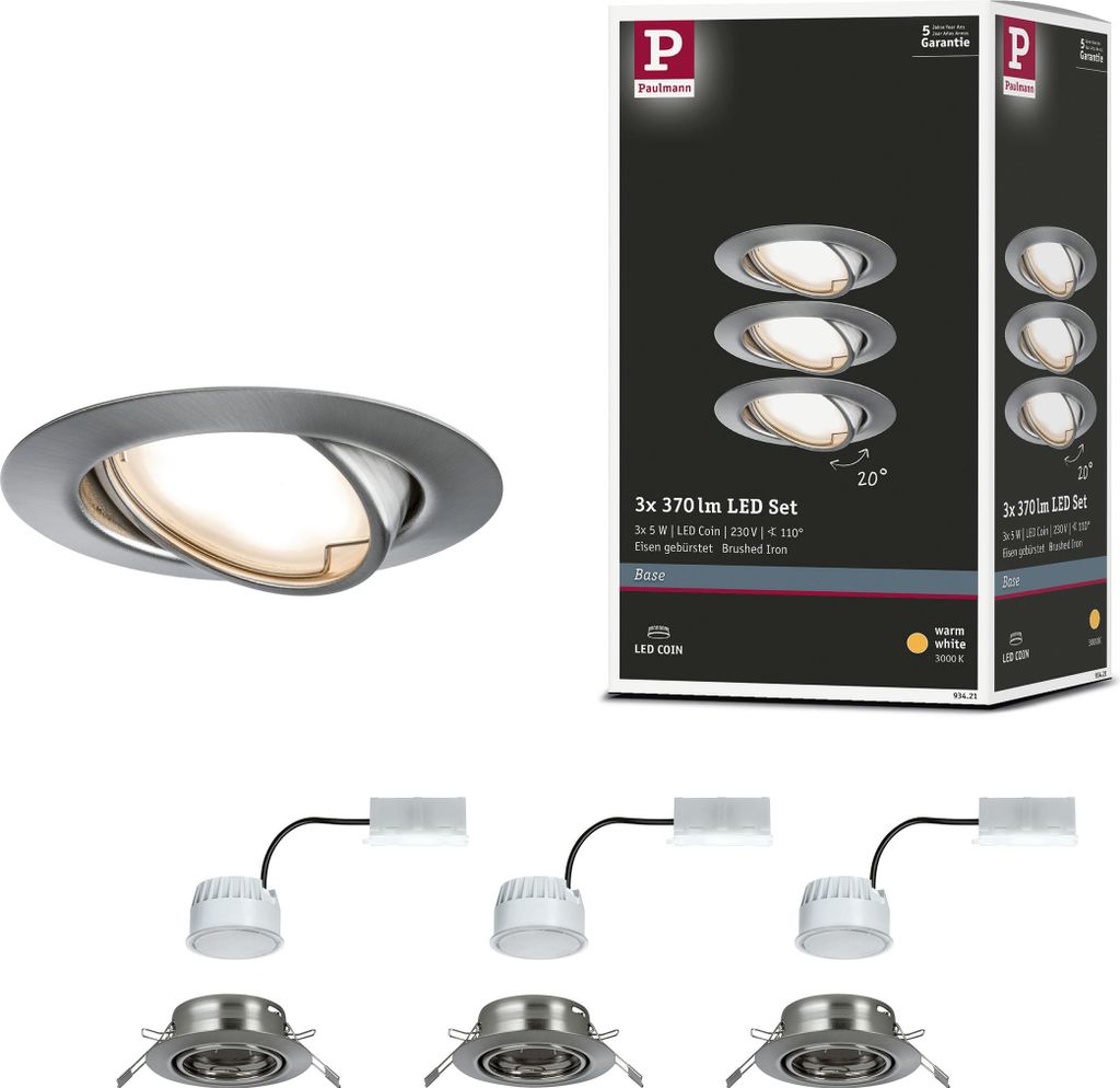 Paulmann LED Einbauleuchte Base Basisset schwenkbar Produktbild 