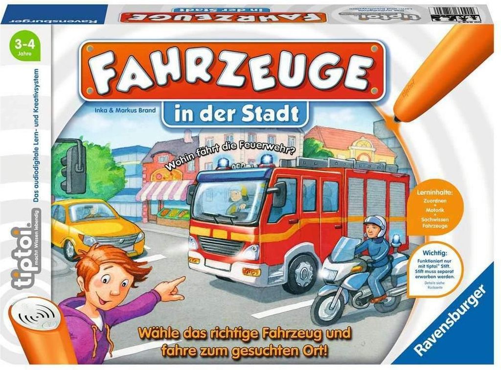 Ravensburger tiptoi Fahrzeuge in der Stadt – Interaktives Lernspiel für Kinder a