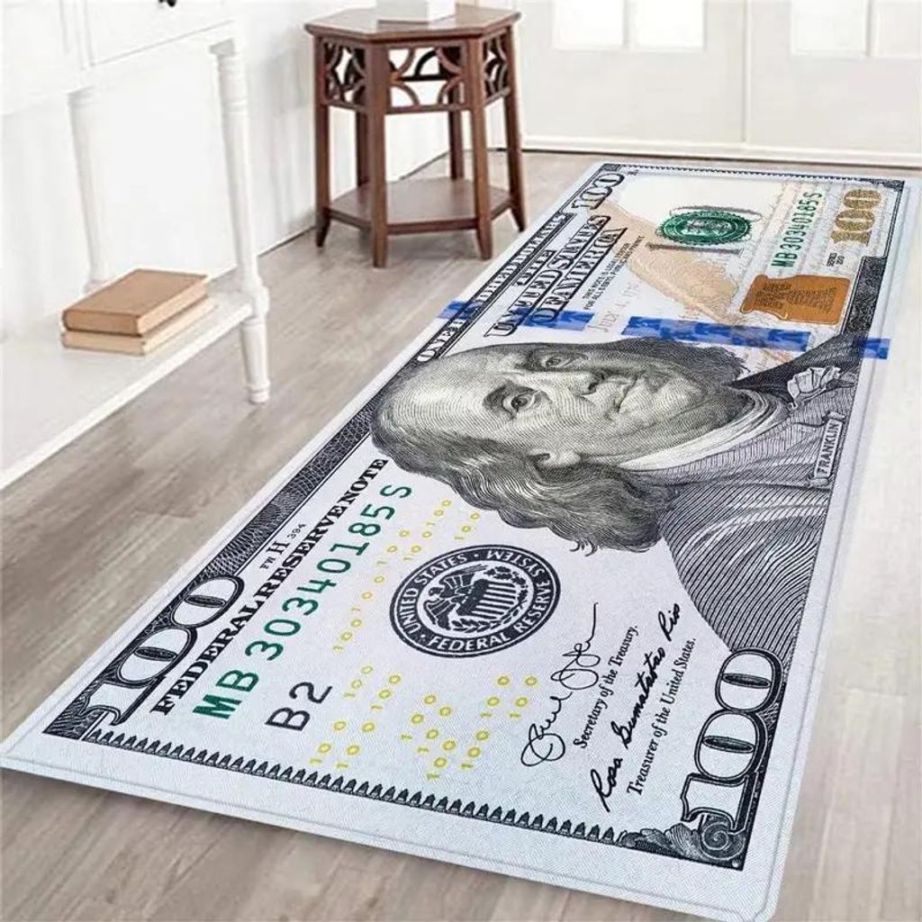 Waschbarer Läuferteppich mit 100-Dollar-Schein-Design, Produktbild 