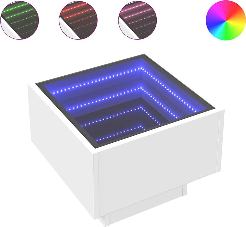 vidaXL Beistelltisch mit LED Weiß 40x40x30 cm Holzwerkstoff