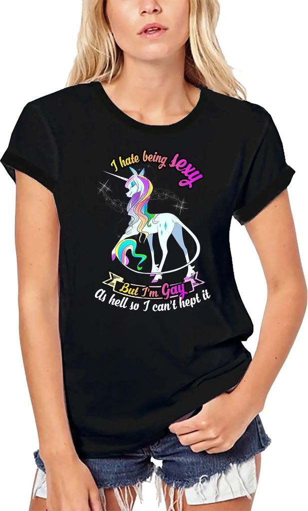 Damen Grafik T-Shirt aus Biobaumwolle Ich hasse es y zu sein aber ich bin schwul – I Hate To Be y But I'm Gay – Öko-Verantwortlich Vintage