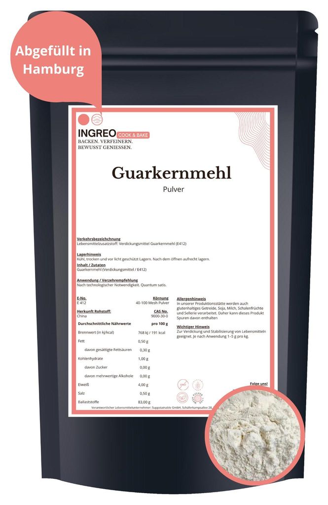 Guarkernmehl - Guar Gum Pulver (4-100 Mesh) – 1kg Produktbild 
