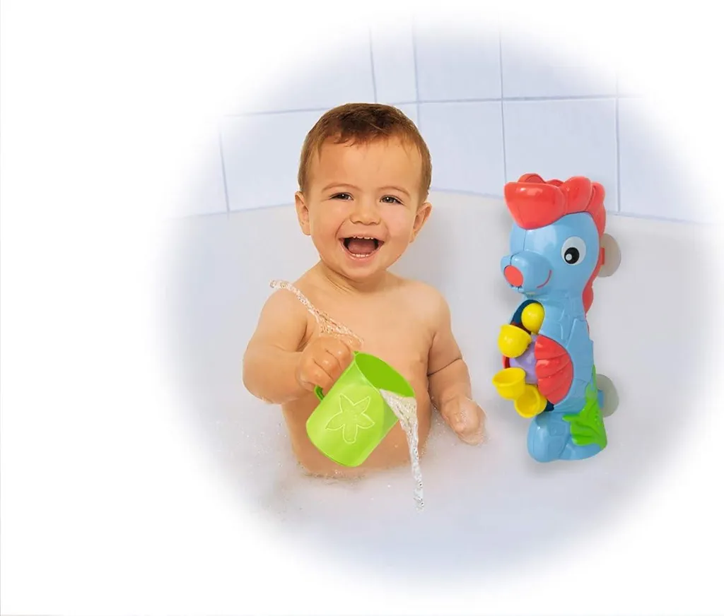 Jouet de baignoire bébé hippocampe bleu rigolo avec ventouse murale - 2