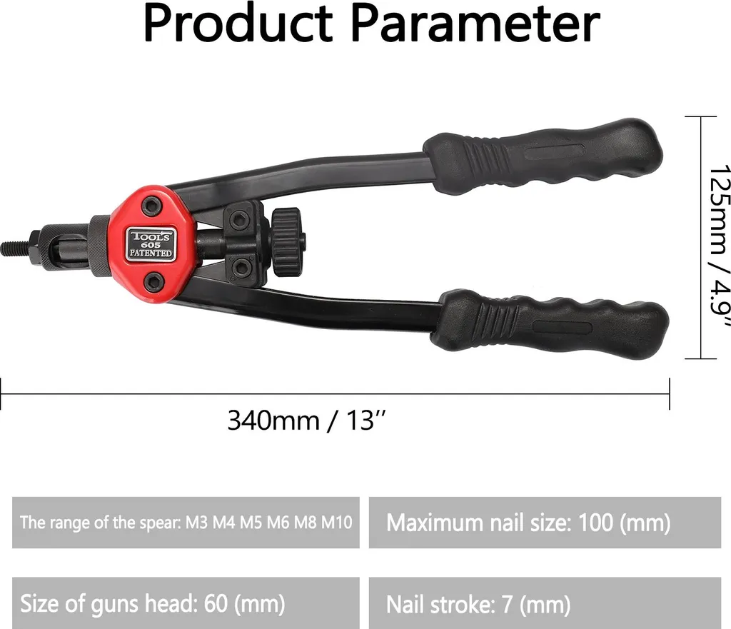 Outil de rivetage professionnel BT-605 et inserts filetés M3-M10