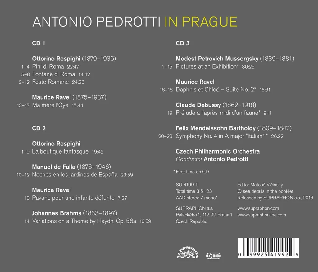 Antonio Pedrotti à Prague 3CD Restauration Sonore Qualité Philharmonie - 3