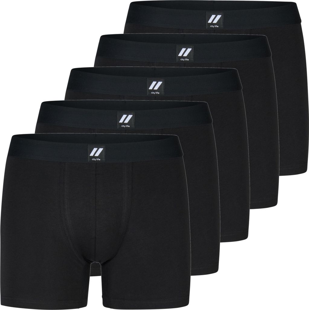 City Life 5er Pack Herren Jersey Trunks Boxer Short Sparpack M - XXL - Farbe: schwarz, Grösse: M