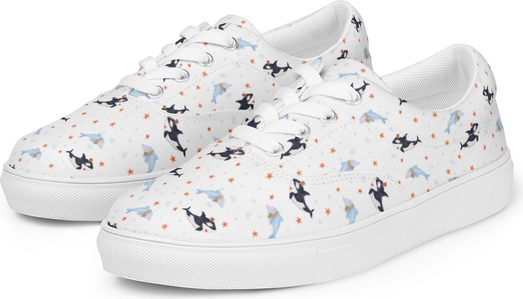 Mr. & Mrs. Panda Sneaker Damen Orca Zylinder Größe 40 1/2 - Weiß - Geschenk, Narwal, Meer, Schnürschuhe, Turnschuhe, Damenschuhe, Glückwunsch,...