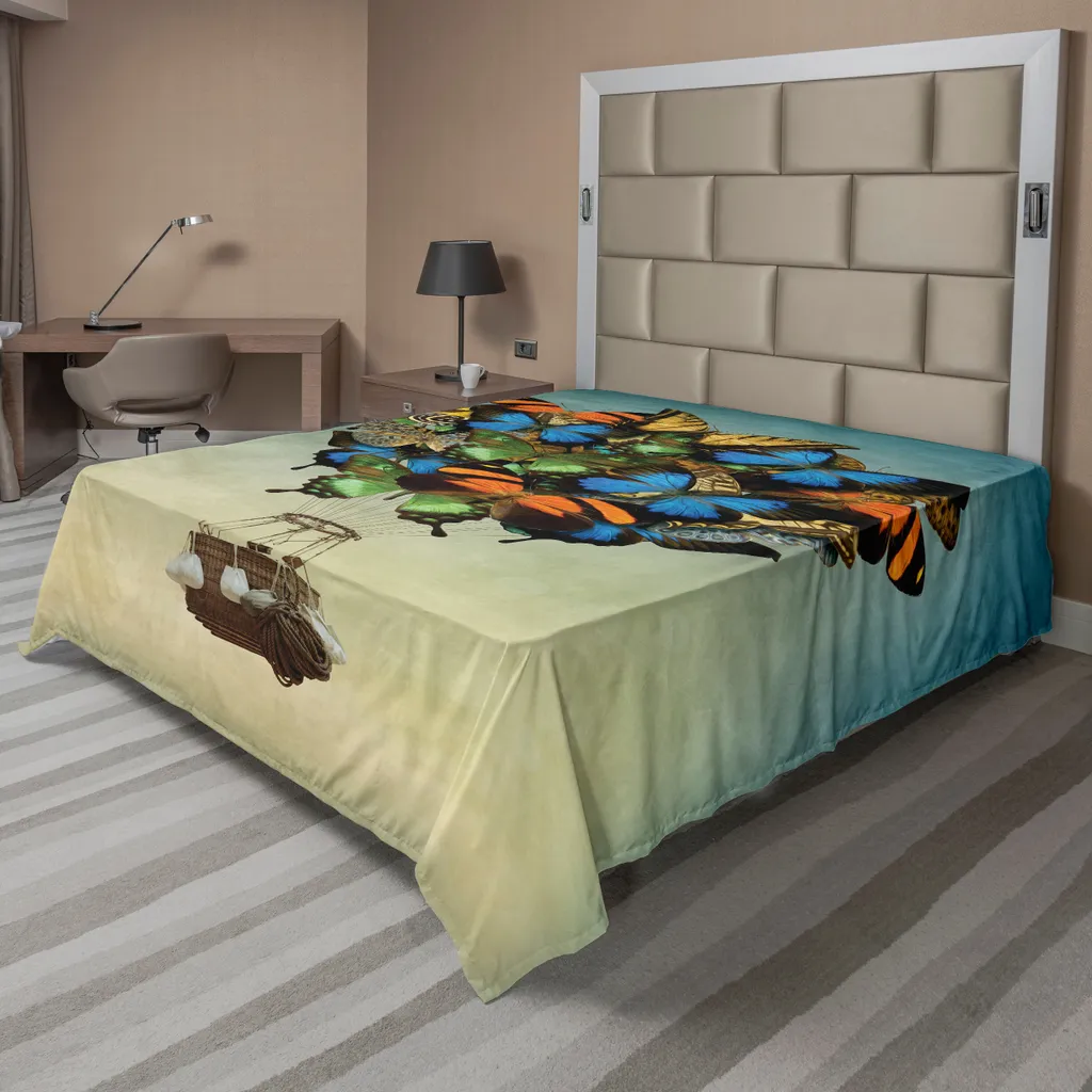 Drap plat pour lit décoratif papillon, grand format 275x260 cm, confort