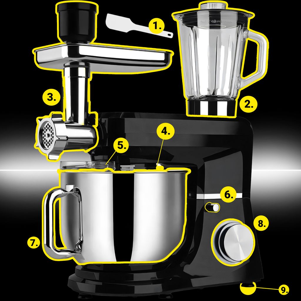 Küchenmaschine 3200 W mit 6L Edelstahl-Rührschüssel inkl. Produktbild 8
