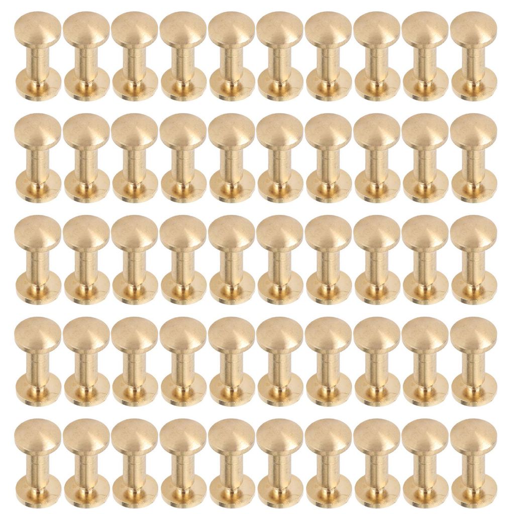 50 Set Messingnieten-Set zum Selbermachen, 8 mm Schlitzschraube, dekorative gebogene Niete für Leder, Taschen, Stoff, Hosen, Papier, 7 mm