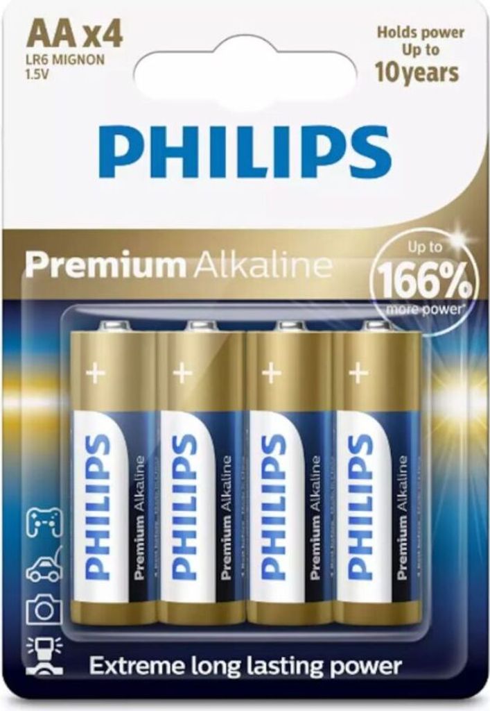 Philips AA-Batterien 4 Stück - LR03M4B/1 - 10 Jahre Haltbarkeit