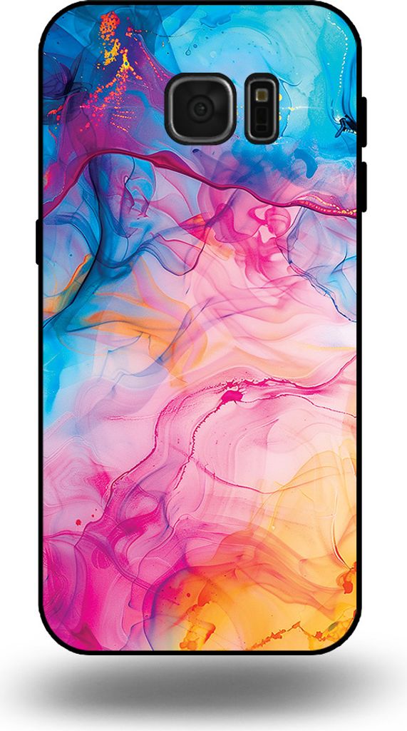 Smartphonica Telefon Fall geeignet für Samsung Galaxy S7 Edge mit Regenbogen Acryl Marmor Druck - TPU Backcover Fall Regenbogen Acryl Marmor Design