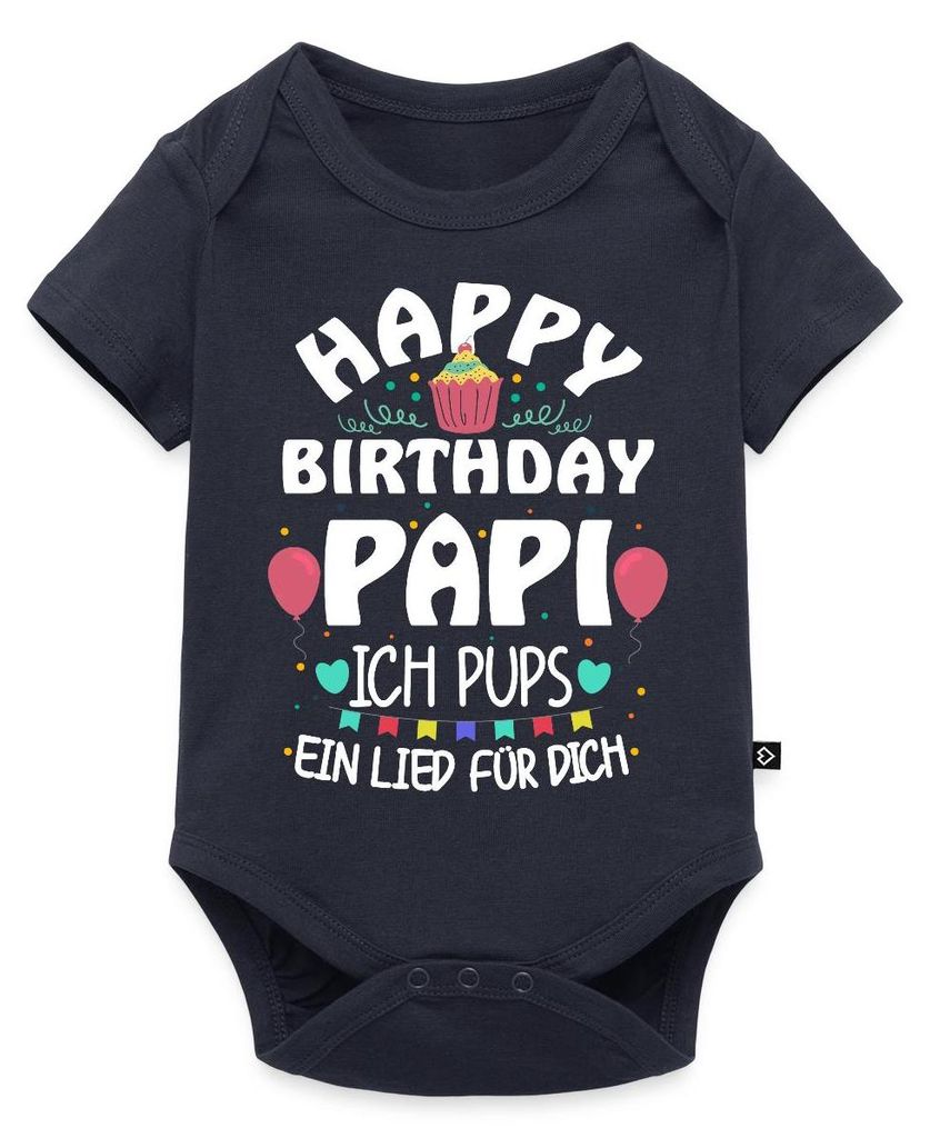 Spreadshirt Geburtstag Papa Ich Pups Ein Lied Für Dich Kurzarm Tages Baby Body, 92 (1,5 - 2 Jahre), Navy