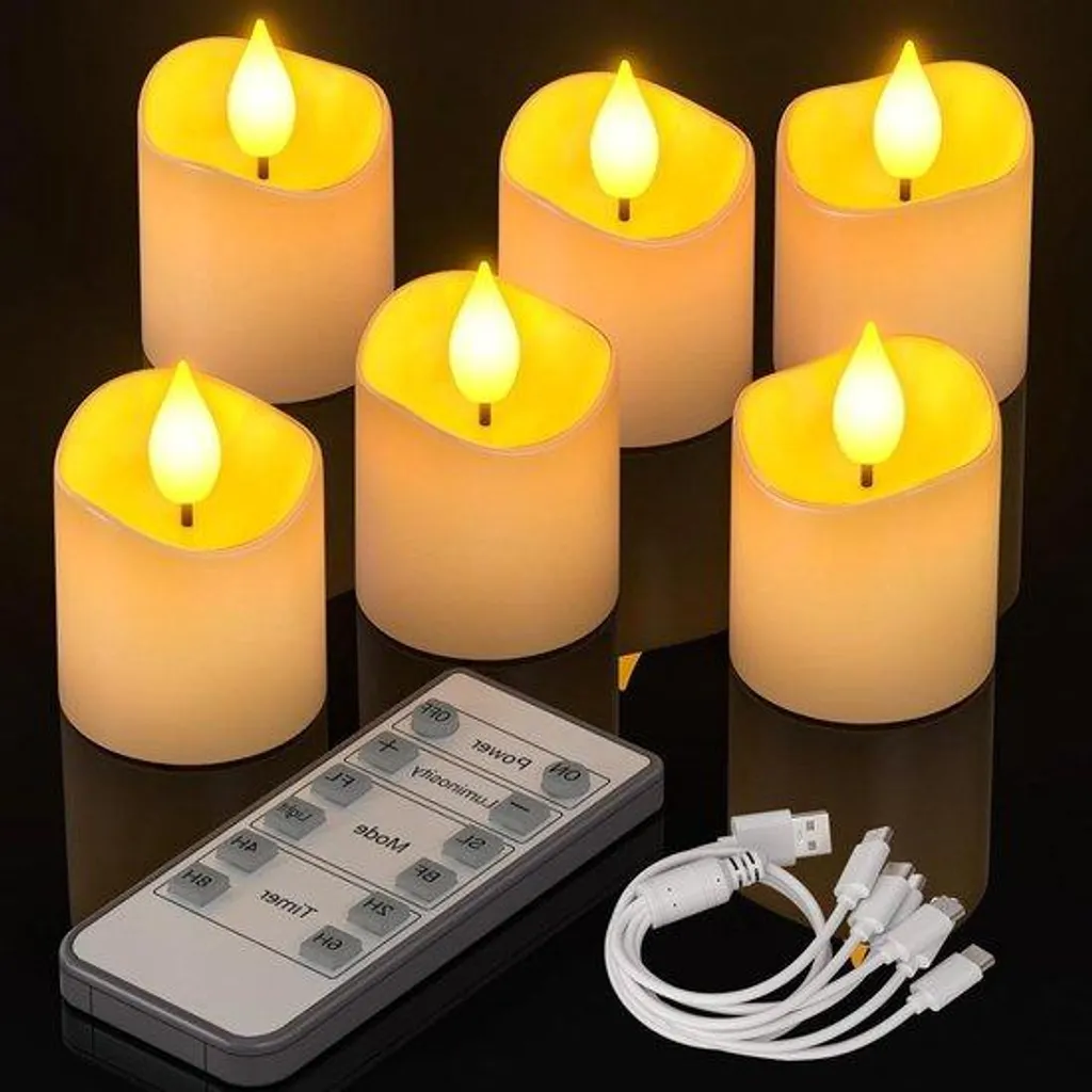 Bougies rechargeables avec télécommande et minuterie effet flamme réelle