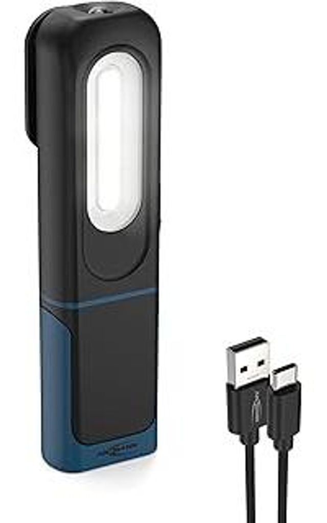 LED Arbeitsleuchte, aufladbare LED Taschenlampe mit Magnetfuß, Haken, aufladbar via USB, kleine Werkstattlampe, Arbeitslampe bis zu 350lm und 7h L...