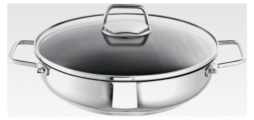 beschichtete Schmorpfanne Wega aus Edelstahl, Durchmesser 26 cm, Silber