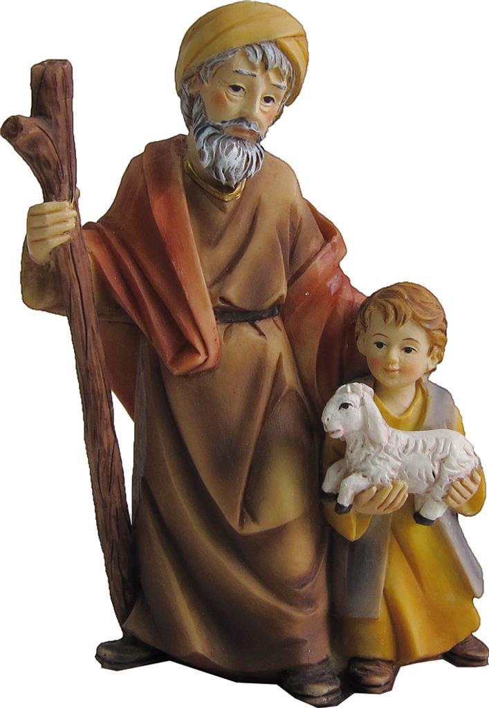 FADEDA Alter Mann mit Junge / Höhe:11 cm / handbemalt / detailgetreue Krippen Figuren - Weihnachten Tisch Dekoration Krippe Zubehör