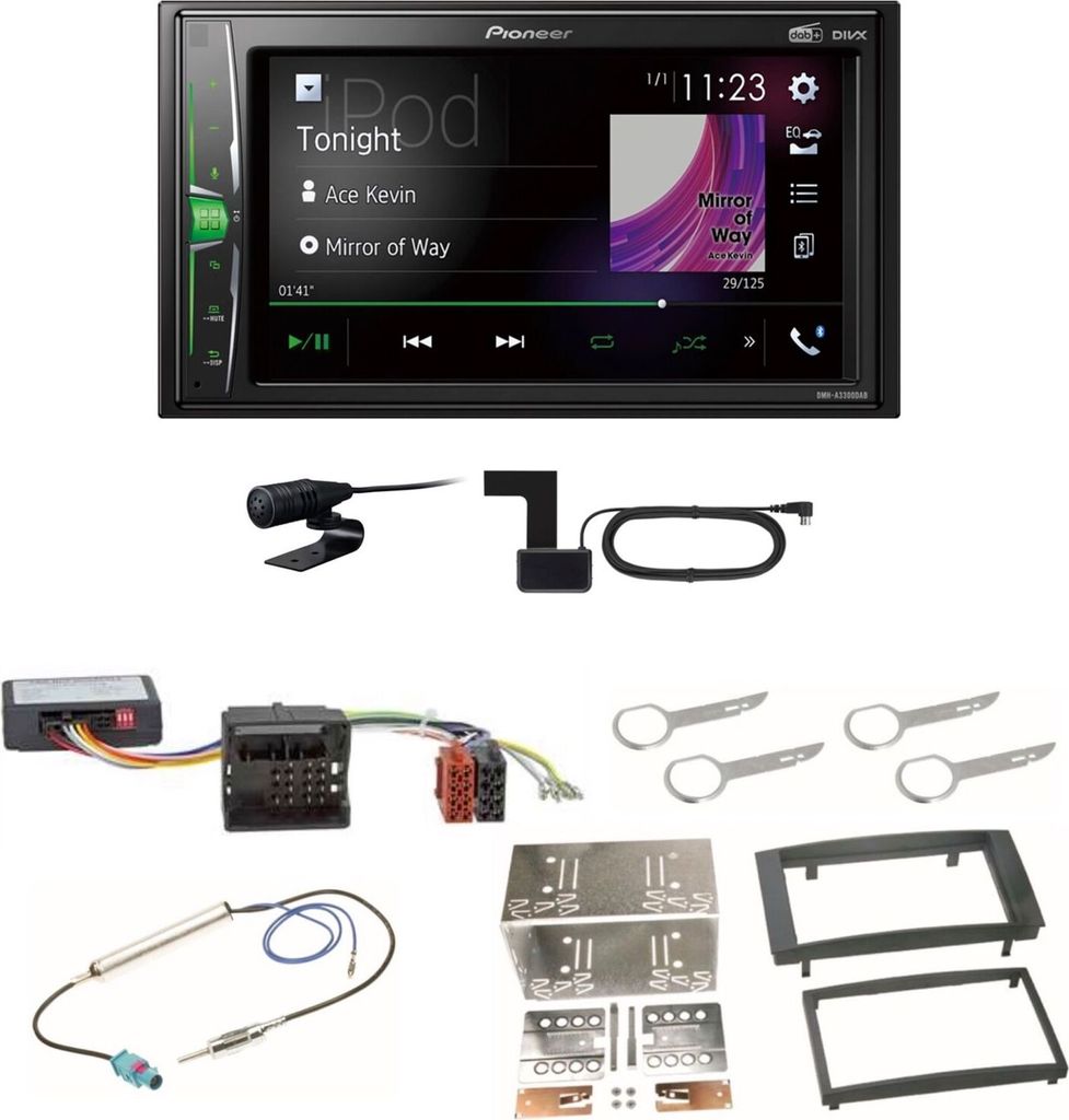 Pioneer DMH-A3300DAB USB Bluetooth DAB+ MP3 Autoradio Einbauset für T5