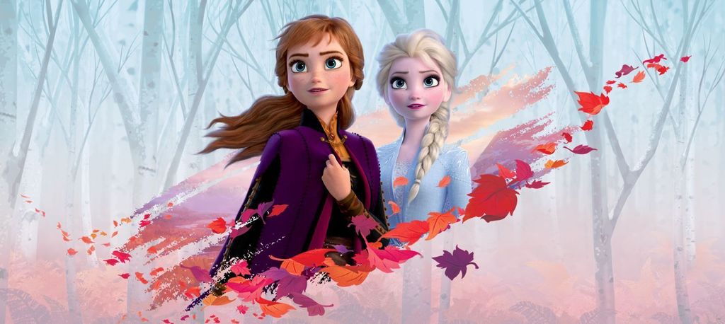 Disney Poster Die Eiskönigin Anna & Elsa Blau, Lila und Orange - 600907 - 202 x 90 cm