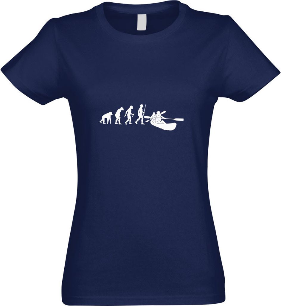 Kiwistar - T-Shirt tailliert - Damen - Navy - Kanu Kajak Evolution - mit Motiv Bedruckt - Funshirt Design - Sport - Freizeit - Damen - L