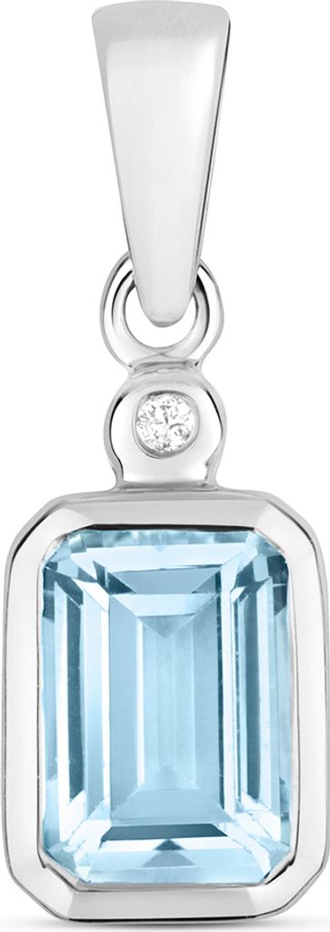 Funkelndes Feuer 9 Karat (375) Weißgold Damen - Diamant Anhänger Brillant-Schliff H - PK mit Aquamarin; TRS37314
