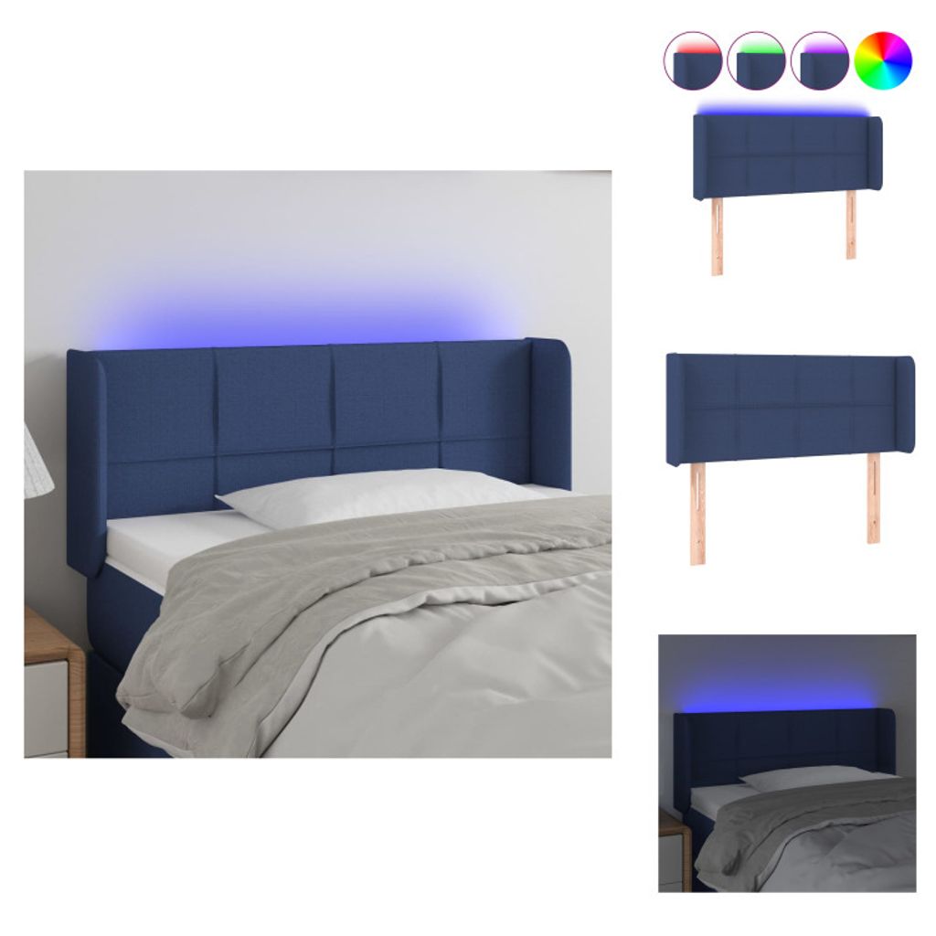 vidaXL LED Kopfteil Blau 83x16x78/88 cm Stoff - Kopf- & Fußenden