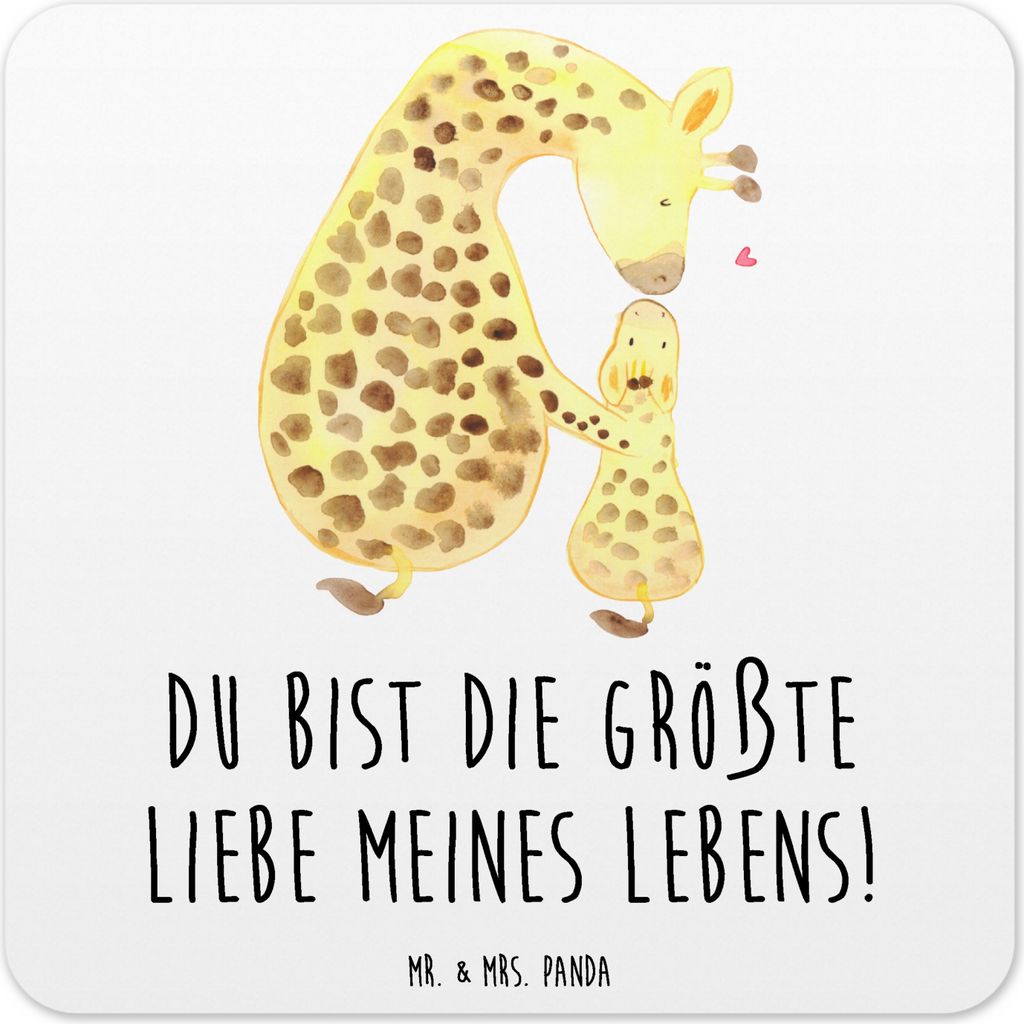 Mr. & Mrs. Panda Untersetzer für Gläser Giraffe Kind 6er Set - Weiß - Geschenk, Coaster, Lieblingsmensch, Tochter, Glas-Untersetzer, Afrika, Mam...